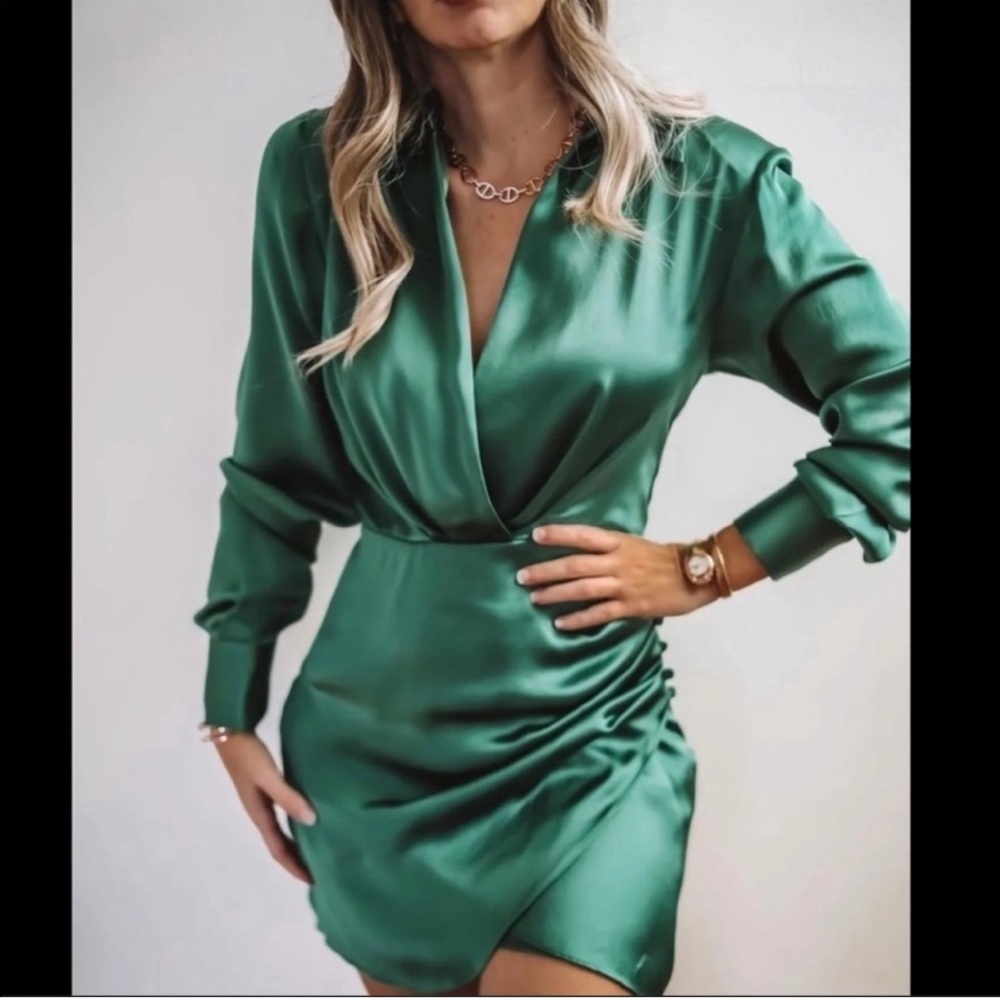 Zara Satin Effect Wrap Dress Mini size Medium